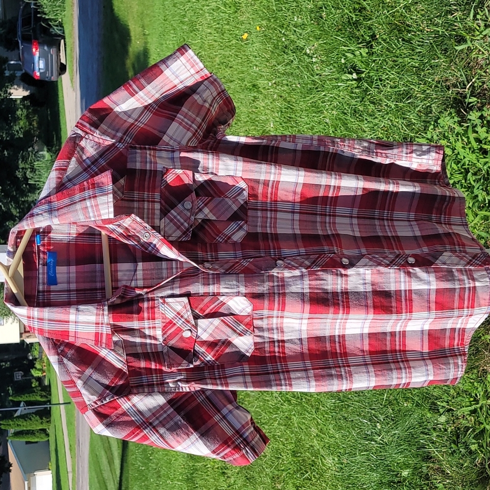 Cheerboy Boys 12 red plaid short sleeve button up collared shirt